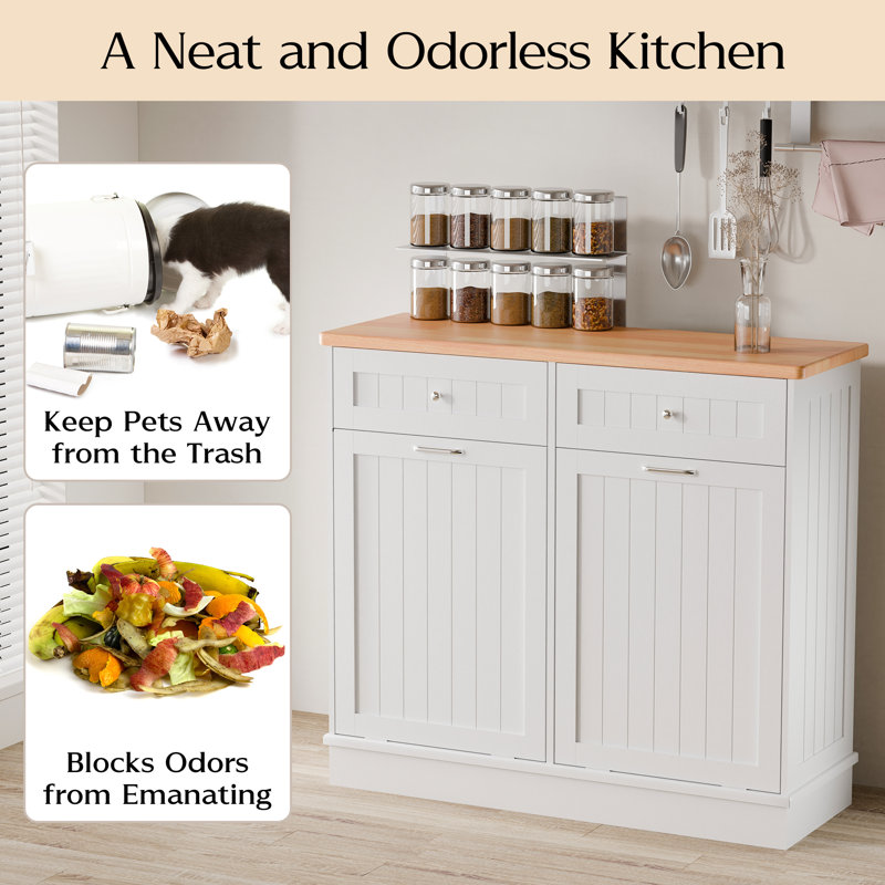 Poubelle à double inclinaison Havant 20 gallons en bois autoportante Havant, Blanc