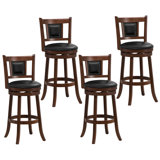 Acelee Swivel Upholstered Counter Stool with Solid Wood Frame