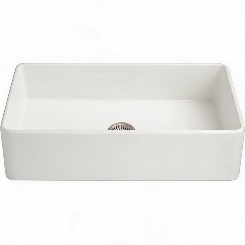 36 inch White Ceramic Farmhouse Kitchen Sink with Deep Apron Front and Undermount Installation