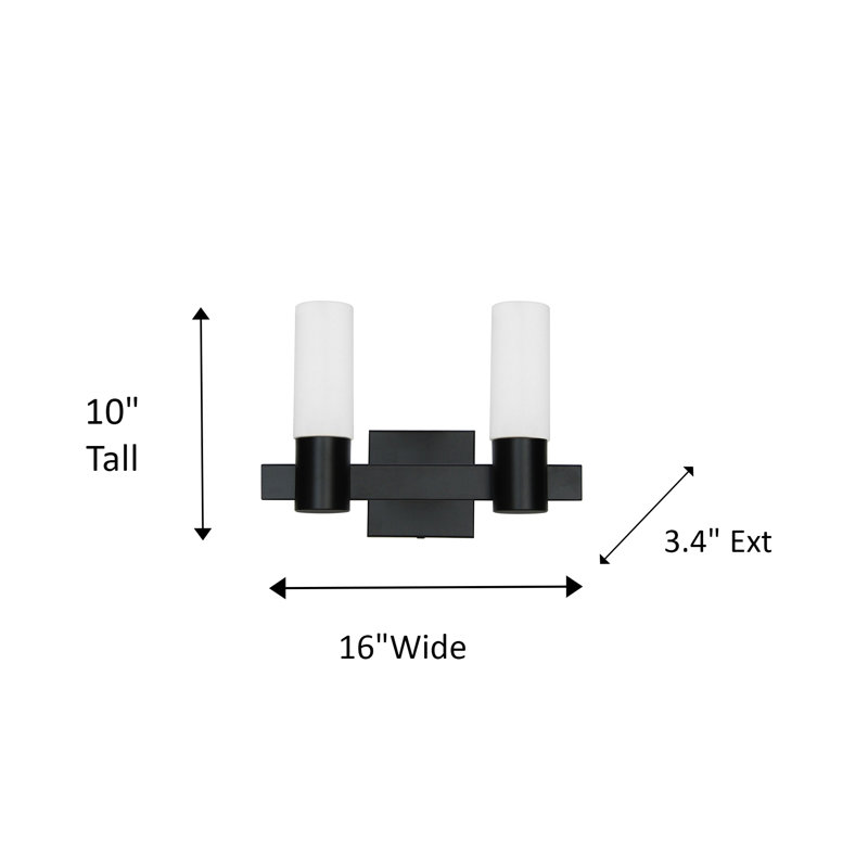 Éclairage de salle de bain à intensité variable 2 lumières Hunnewell, Noir