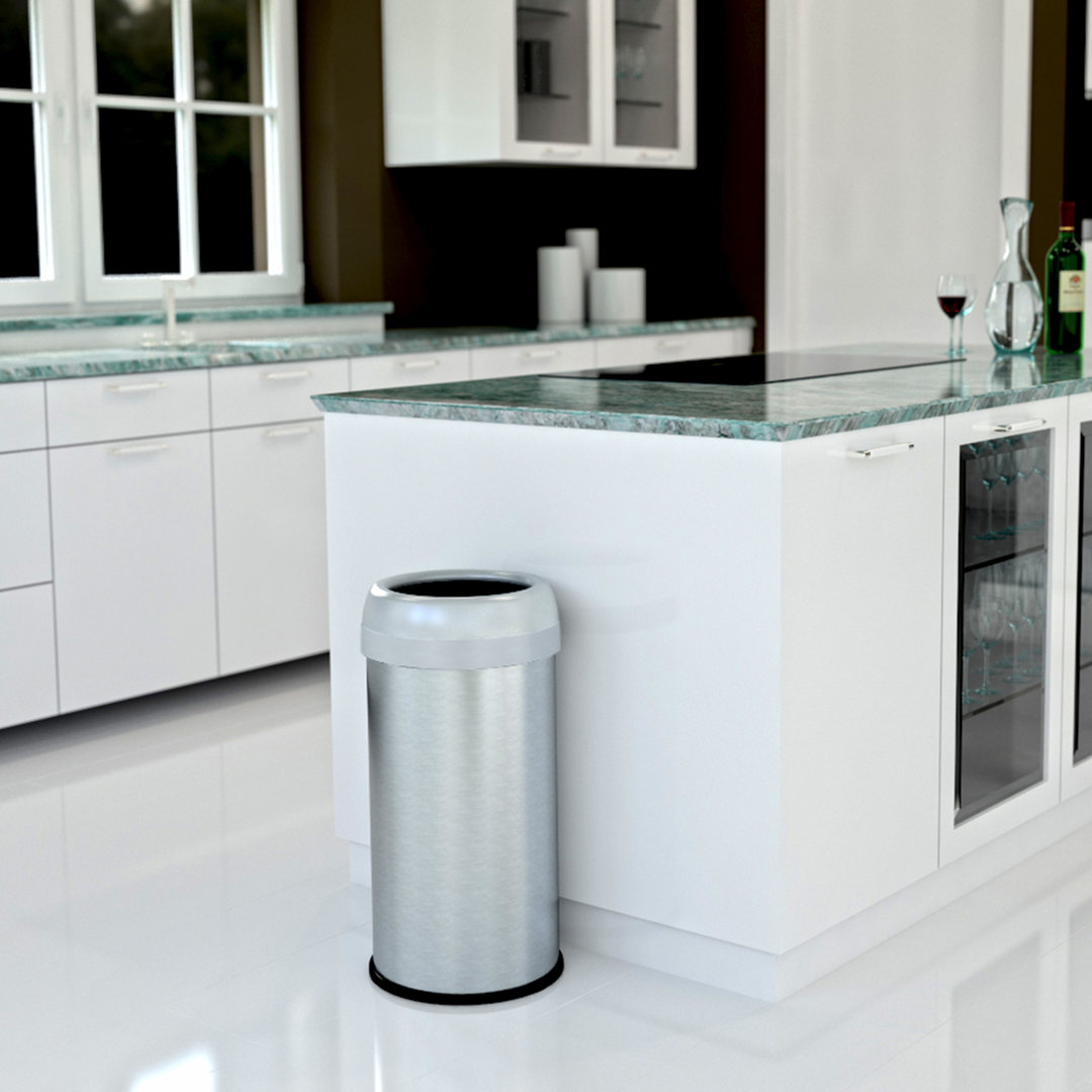 Stainless Steel Open Kitchen Trash Can - 13 Gallons halo