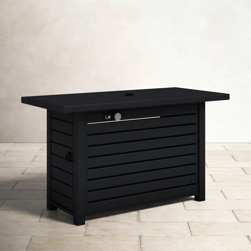  Table de foyer d'extérieur en acier avec couvercle, H 25 po x l 54 po x P 22 po, Gaz naturel / propane