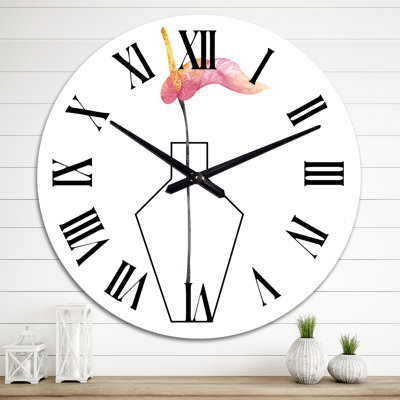 Composition avec bouquet floral minimaliste - Horloge murale décontractée