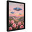 Black Framed Retro UFO & Rose Wall Art, Vintage Sci-Fi Surreal Landscape Frame Print-520252314