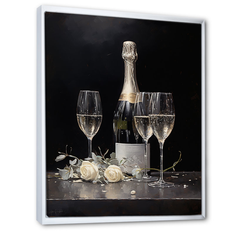 «Cuves Sparkling Champagne», reproduction sur toile, Cadre flottant blanc, H 40 po x l 30 po x P 1,5 po