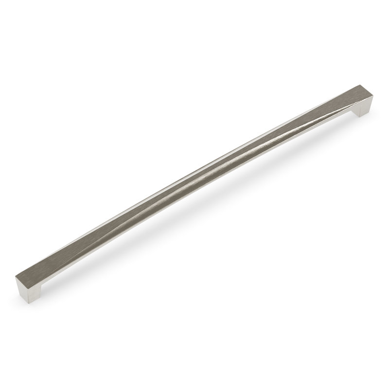 Crest Collection Handle Pull - 12" Center to Center Cabinet Pull Satin Nickel - Mid-century Modern Hardware for Drawers & Cabinets   