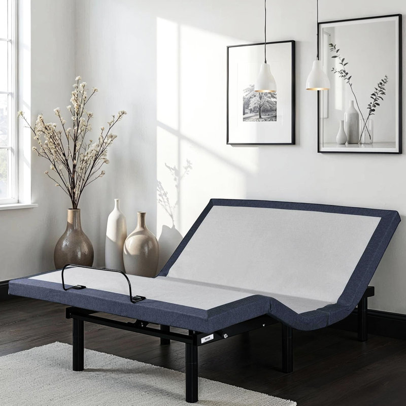 Base de lit réglable pour lit simple TG, réglage de la position de la tête et des pieds, trois modes de vibration, préréglage Tv / zéro gravité / détente, 2 modes de charge, lumières sous DEL, retour à une touche, pliage central, poids de 850 lb,