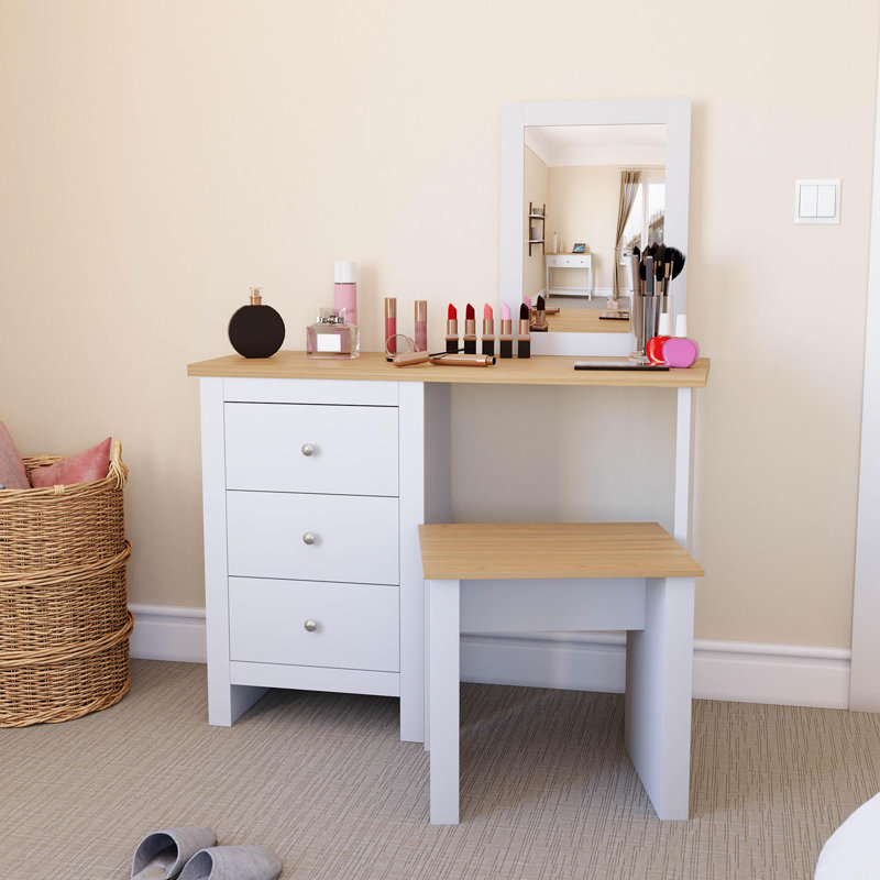 Morley Dressing Table with Mirror, White