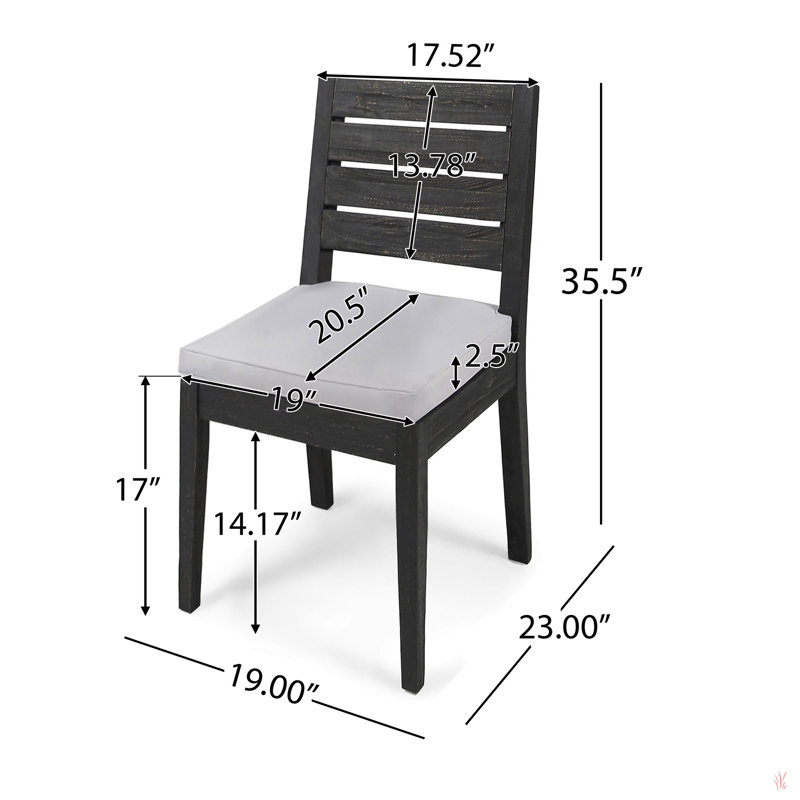Ensemble repas d'extérieur en bois d'acacia avec coussins 7 pièces, Gris foncé / Gris pâle