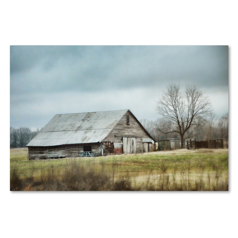 « an old gray grange », reproduction de photo sur toile tendue, 16 po x 24 po