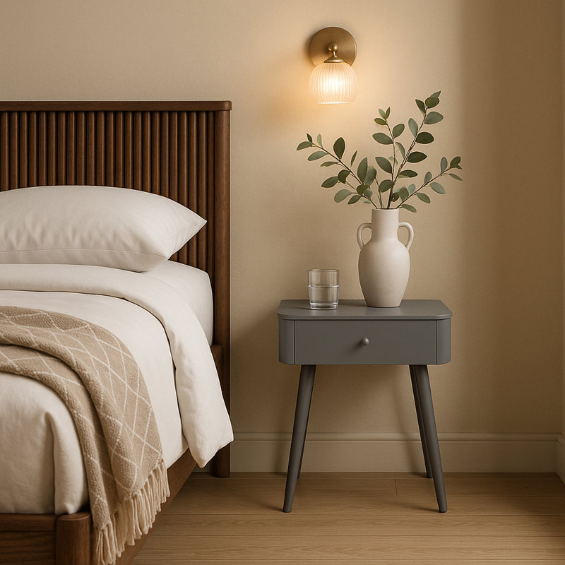 Table de chevet 1 tiroir Rylan, gris