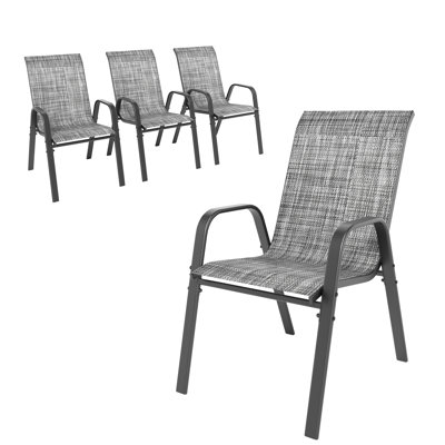 Ensemble de chaises de patio pour 4 personnes, chaises de salle à manger empilables pour l'extérieur en tissu textilène et structure en métal, ensemble de chaises d'extérieur pour terrasse, Gary