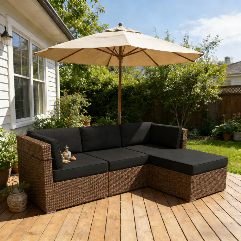 9 Pcs Outdoor Patio Cushion For Sectional,Sofa,Rattan Furniture, 4 Seat Outdoor Chair Cushions With 4 Seat Cushion And 5 Back Cushion,﻿﻿﻿﻿﻿﻿﻿﻿﻿﻿﻿﻿﻿﻿﻿﻿Black