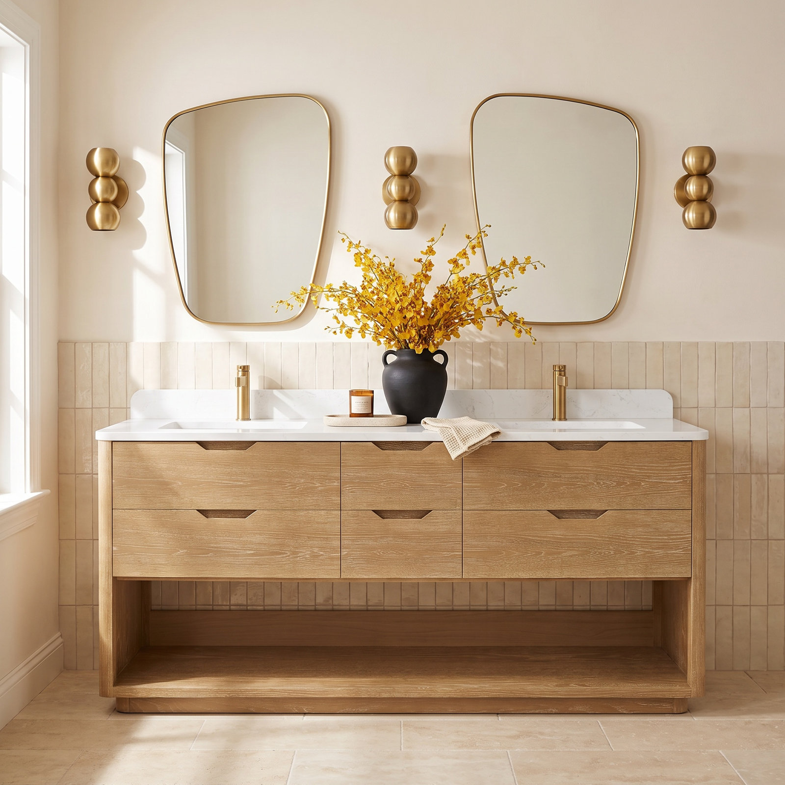 Kaiser 72" Pine Double Bathroom Vanity, 122 cm H x 81 cm W