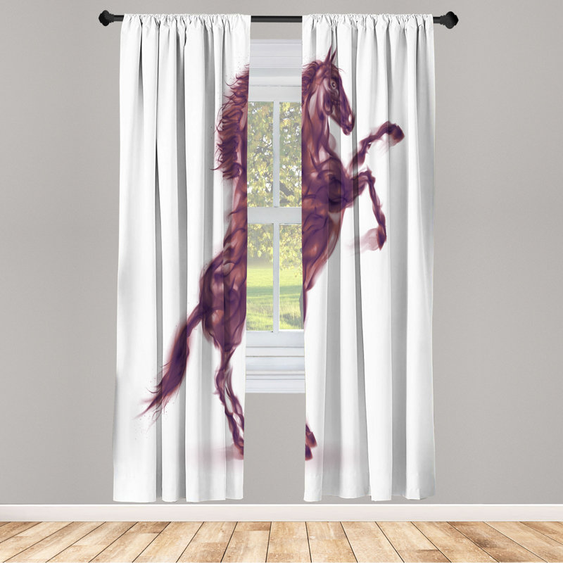 Microfiber Floral Semi-Sheer Rod Pocket Curtain Panels, 28" W x 84" L, Black/Pink/White