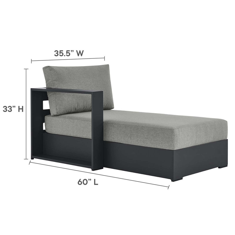 Tahoe Gray Aluminum Outdoor Sectional Sofa with Cushions