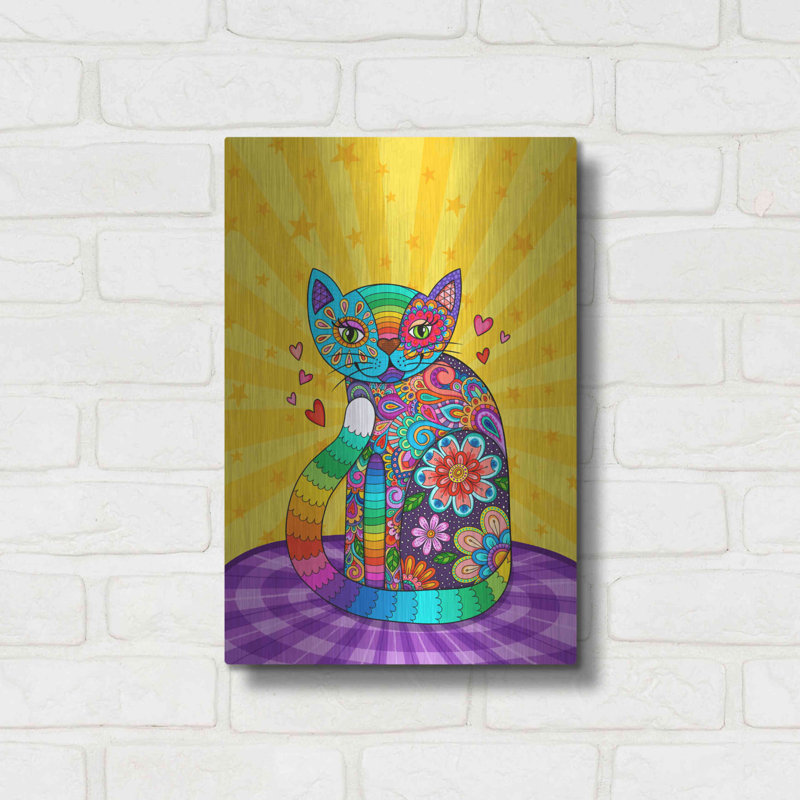 Luxe Metal Art 'Cats Meow' By Hello Angel, Metal W Cats Meow