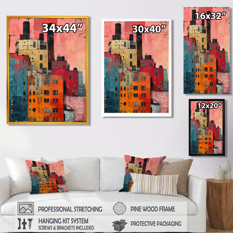 Rose, orange, vintage, vitalité, moulin, moulins, art mural, H 24 po x l 32 po, Toile tendue