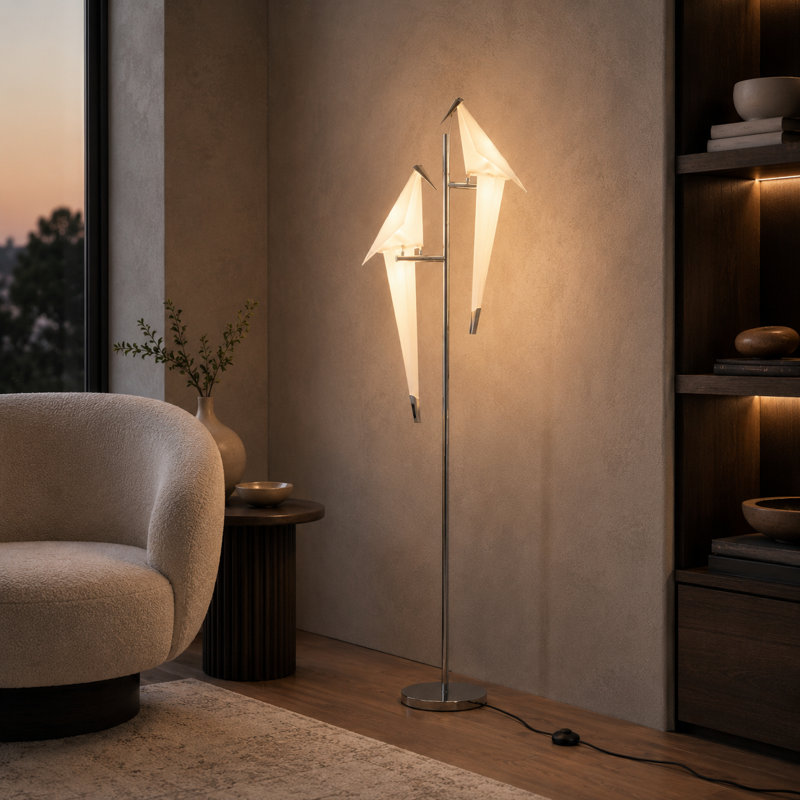 Lampe sur pied à DEL argent