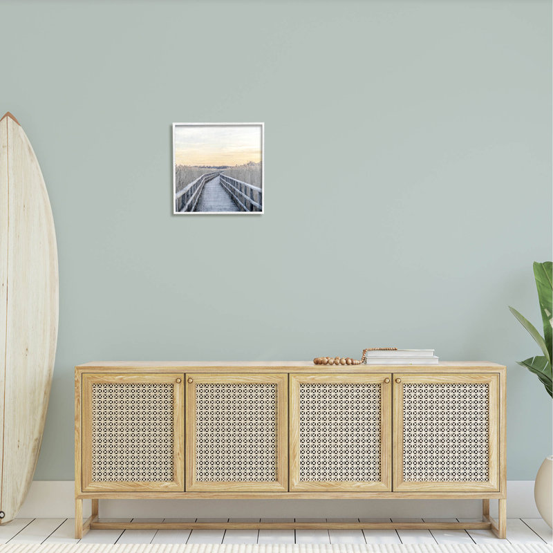«Boardwalk Reeds», art giclée par Kim Allen, H 17 po x l 17 po x P 1,5 po, Giclée encadrée blanc bord de mer