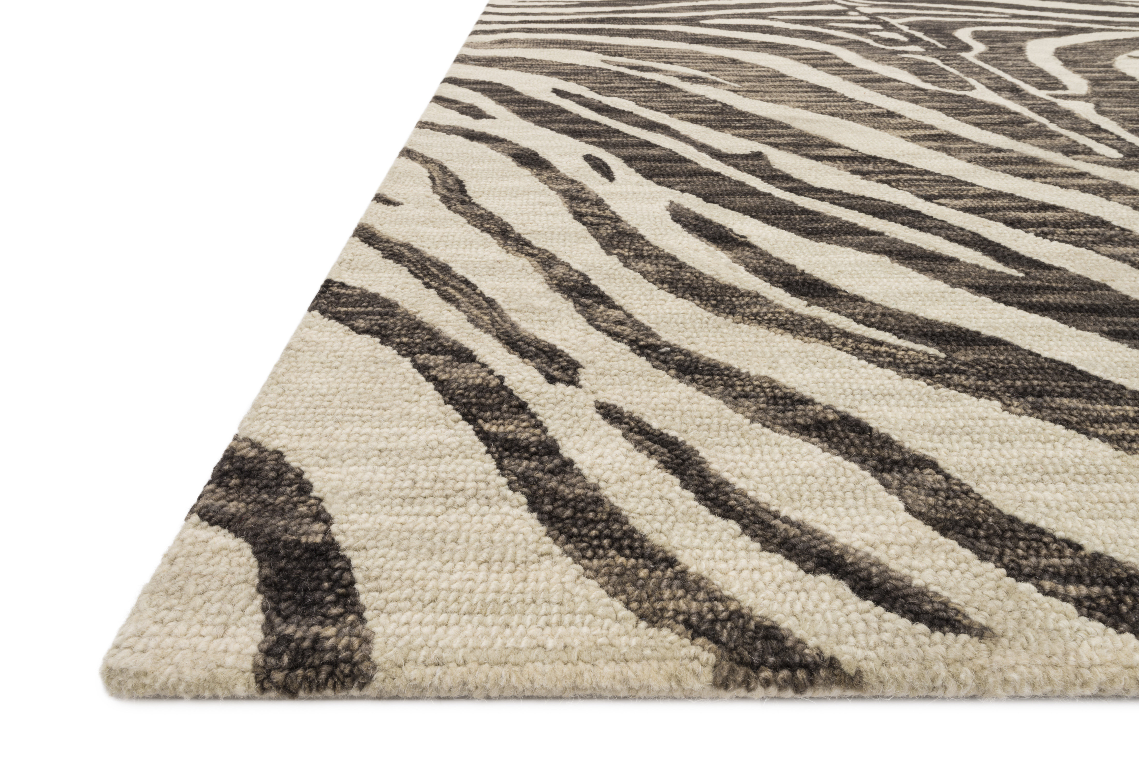 Saifa Hand-Hooked Wool Black/Ivory Area Rug