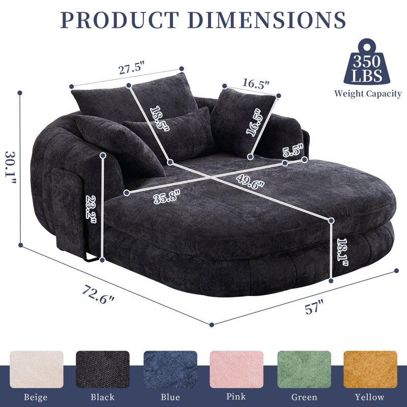 Cloudlike Chenille Chaise – Compression-Molded Foam Lounge, Black