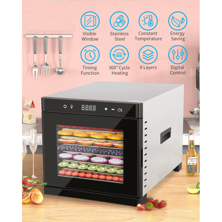  Magic Mill Commercial Food Dehydrator Machine, 7 Stainless  Steel Trays, Adjustable Timer, Temperature Control