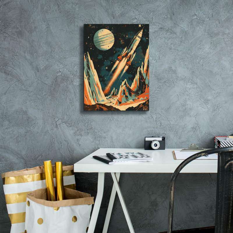 «Epic Graffiti» «Vintage Space 1» par Momart, art mural sur toile, H 16 po x l 12 po x P 0,75 po