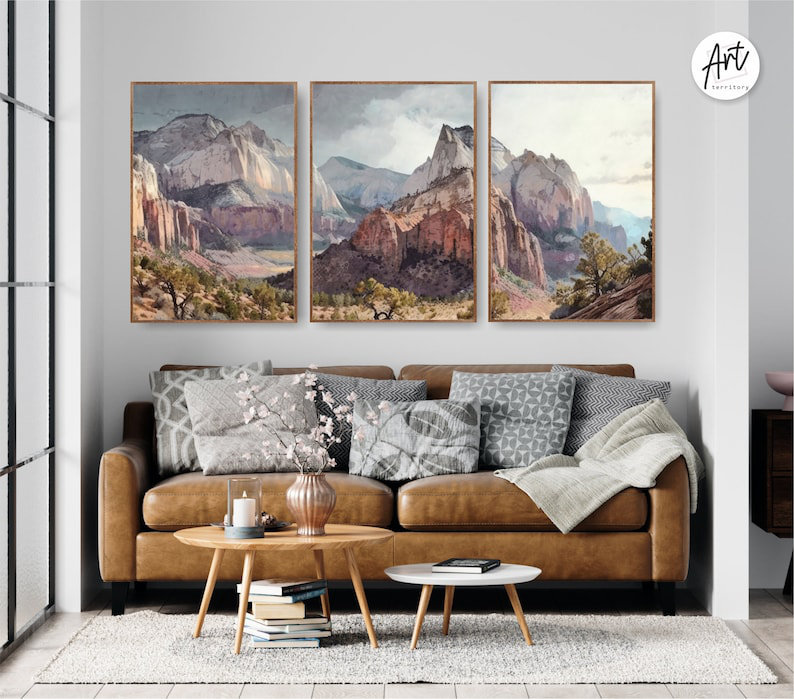 Ensemble de 3 imprimés Zion National Park, Affiche non encadrée, H 40 po x l 90 po