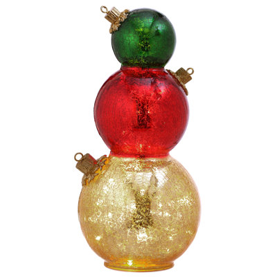 13.5" LED Glass Triple Ornament Table Piece