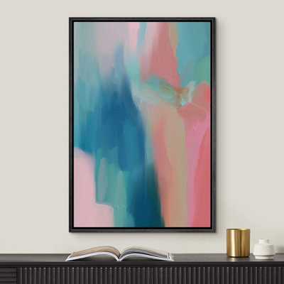 «Vibrant Blue Pink Pastel Watercolors», reproduction sur toile