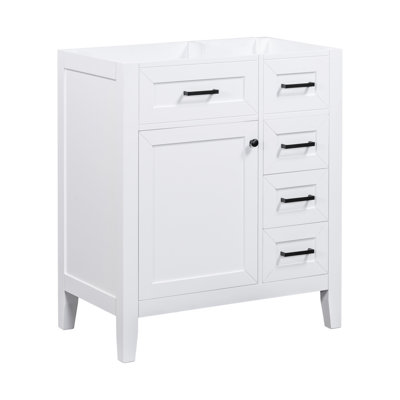 Meuble-lavabo de 30 po - Armoire blanche avec tiroir en bois massif et design autoportant contemporain