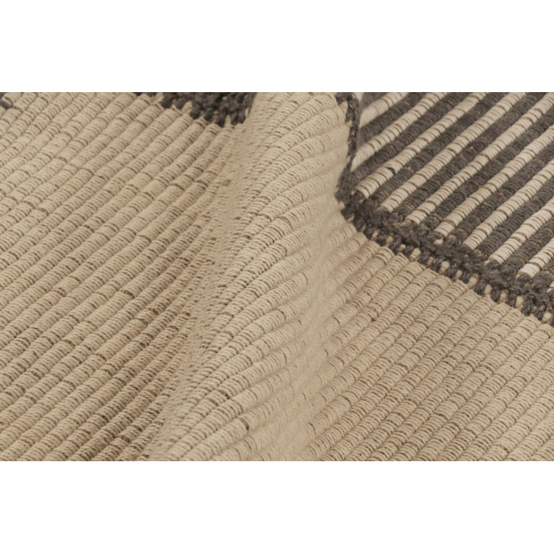 Rug & Kilim’S Accent Kilim, Square Rug With Textural Beige And Gray Stripes