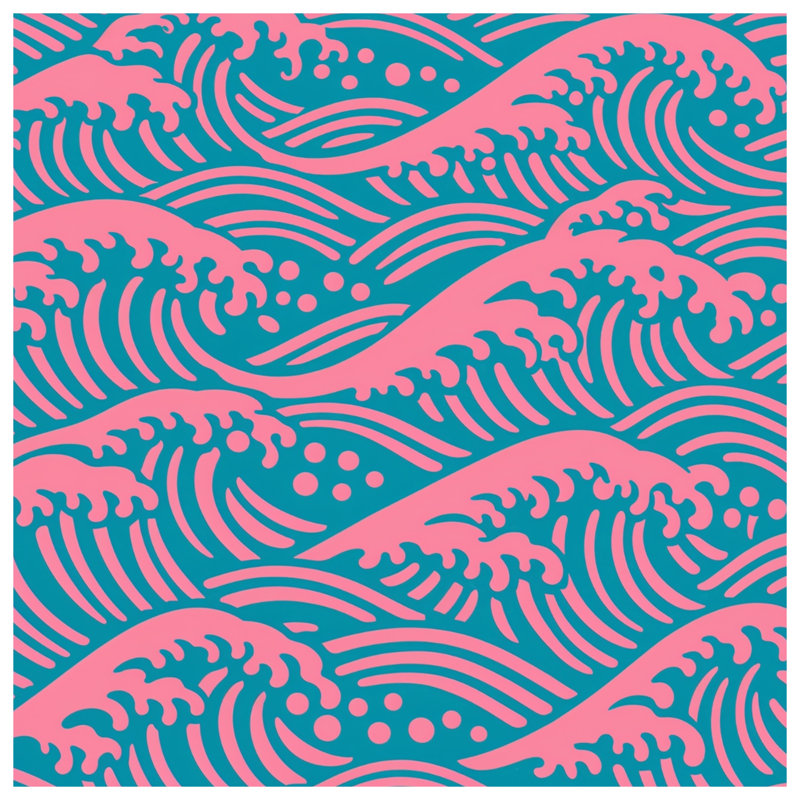 Coussins Pink Ocean Waves, 16 x 16 inches