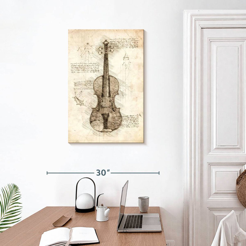 Abarca Old Violin Blueprint, H 30 po x l 20 po