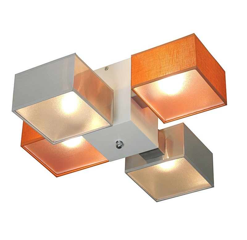 Miranda Semi Flush Mount, Wenge, Silver/Orange, translucent