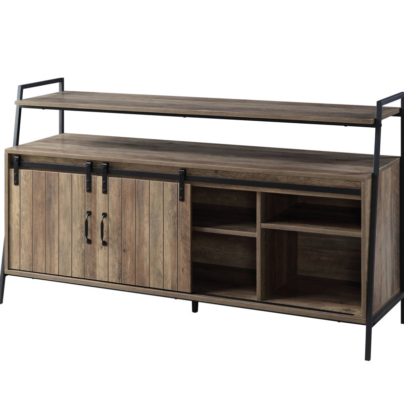 Rustic Tv Stand With Doors, Accommodates 50-59" Tvs, Concealed Storage Option For Living Room In Design, 58" Max Tv, 6 Compartments
