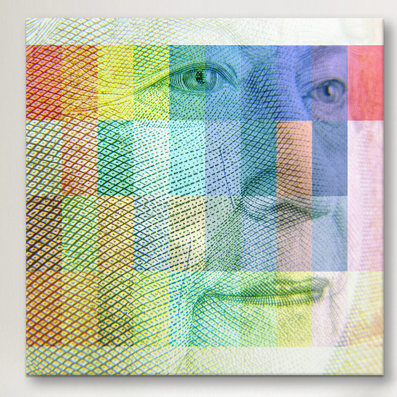 "canada money grand #3" , impression sur toile, H 26 po x l 26 po x P 0,75 po