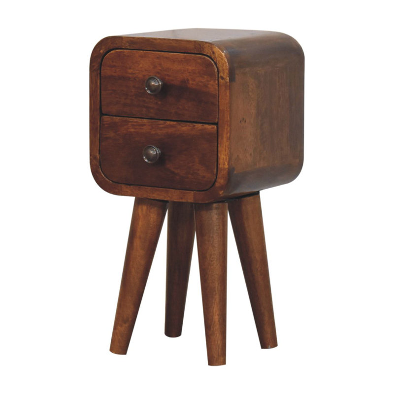 Gelsomina 20cm W Solid Wood Bedside Table, Dark Brown