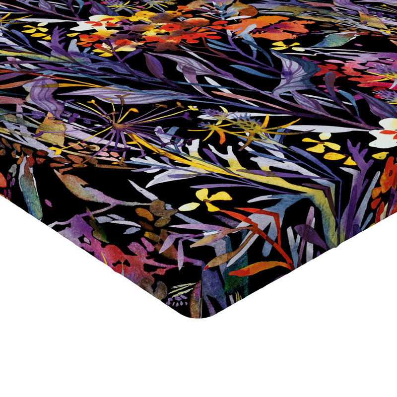 Drap-housse Ambesonne, Drap-housse très grand californien, Bleu, violet, vermillon / floral