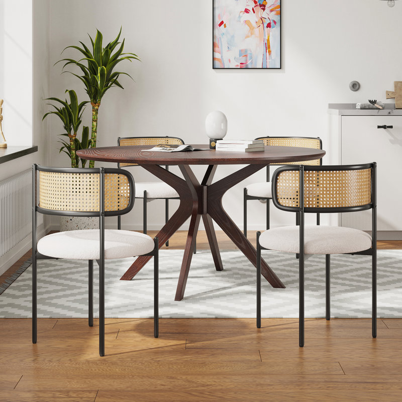 4 Person Round Dining Sets, Beige