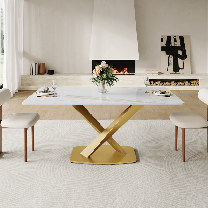 Table de salle à manger Lesle, H 29,5 po x L 31,5 po x l 35,4 po, Doré