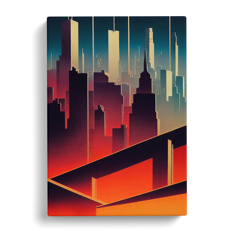 A City Skyline Sunset No.1 Abstract - Wrapped Canvas Print, 50cm H x 35cm W