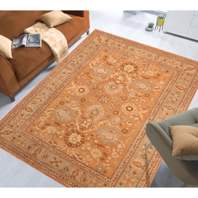 Tapis oriental brun en laine noué à la main 7 pi 10 po x 10 pi 4 po Baccio