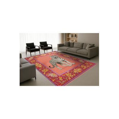 Tapis tissé à motif de tigre orange Mosso