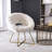 White Faux Fur Accent Chair - Elegant Style, Cushioned Seat, Metal Sled With Gold Finish, Floor Protection, Scratch- Upholstered Modern Glamour, Seat And Back, Frame, Protection