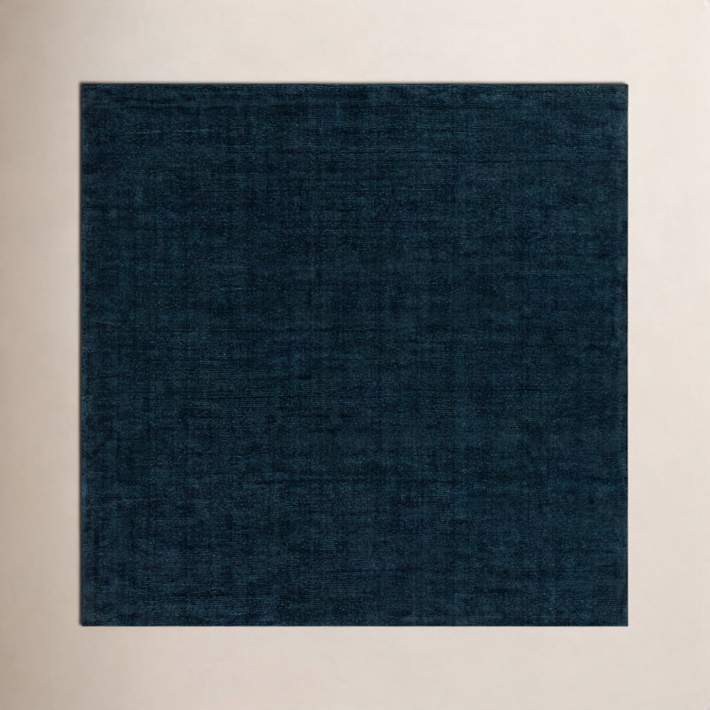 Tapis bleu foncé en laine Crowe, Carré 9 pi 9 po