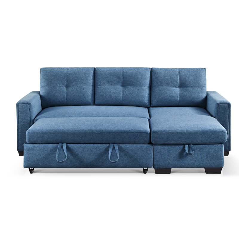 Moomal Upholstered 91.7'' Sofa, Polyester Blend Blue