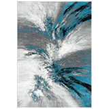 Tapis bleu / gris à motif abstrait Donnovan