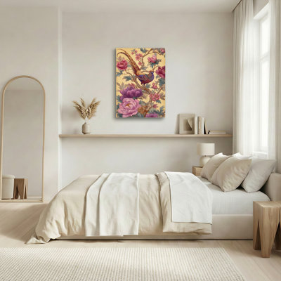 "Gallery Wrap", art mural sur toile pour le salon, la chambre à coucher, le bureau ou le vestibule - décoration murale décorative avec oiseau floral